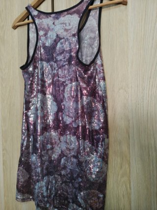 Camiseta lentejuelas morado y plateado Talla L