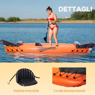 Canoa Inflable 1 Persona Kayak Con Remo de Aluminio, Kit de Reparación y Bomba de Inflado, Naranja