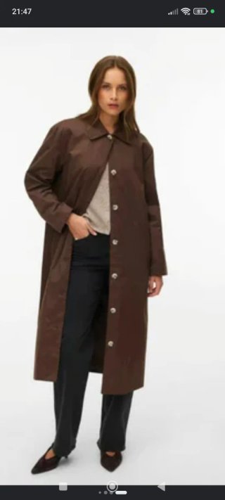 Gabardina Larga Marrón Satinada Talla L