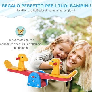 Columpio de Balancín con Manijas Antideslizantes para Niños de 1 a 4 Años, Plástico HDPE No Tóxico, 150X32X60Cm, Multicolor