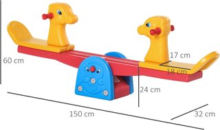Columpio de Balancín con Manijas Antideslizantes para Niños de 1 a 4 Años, Plástico HDPE No Tóxico, 150X32X60Cm, Multicolor