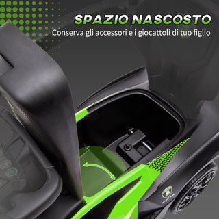 Lamborghini Cochecito para Niños 2 en 1 con Asa y Barrera de Seguridad, Volante y Claxon, Auto para Niños en PP y Metal, 86.5X40X89.5 Cm, Verde y Negro