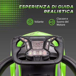 Lamborghini Cochecito para Niños 2 en 1 con Asa y Barrera de Seguridad, Volante y Claxon, Auto para Niños en PP y Metal, 86.5X40X89.5 Cm, Verde y Negro