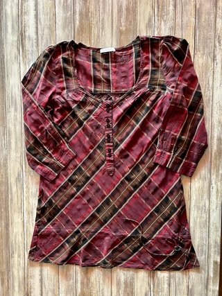 Blusón cuadros marrón-morado Talla L/XL