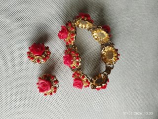 Lote Pulsera y Pendientes Rodio Rosas