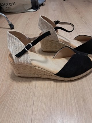 Cuñas esparto negras y beige