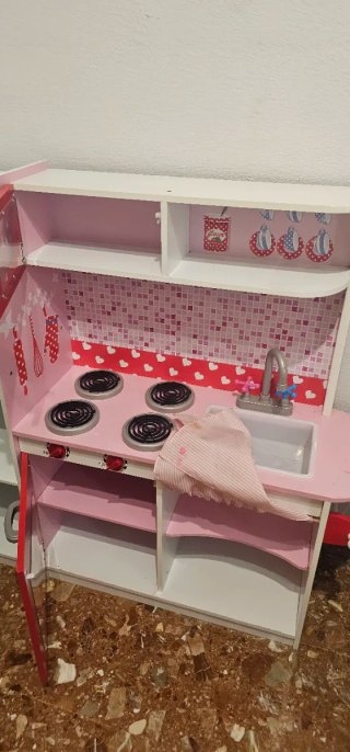 Cocina Infantil Madera Rosa