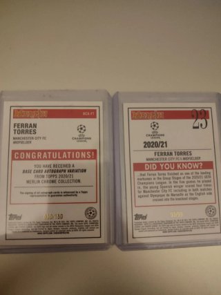 Lote Ferran Torres Topps Merlin auto numerado