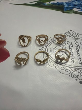 Lote de 6 Anillos Ajustables Dorados