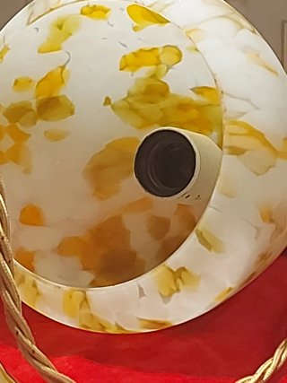 Lampadario Vetro Murano Soffiato Oro Bianco