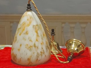 Lampadario Vetro Murano Soffiato Oro Bianco