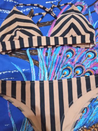 Bikini Talla M Rayas Rosa y Negro