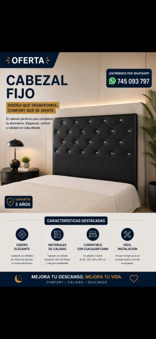 Cabezal Fijo Elegante Negro