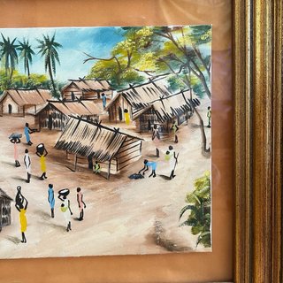 Cuadro Pintura Africana Pueblo
