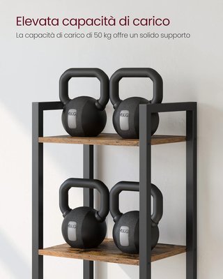 Estantería de 6 Niveles, Librería para Oficina, Estudio, Sala de Estar, Dormitorio, 30 X 40 X 186 Cm, Estilo Industrial, Marrón Vintage y Negro Tinta LLS101B01