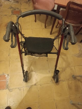Andador con asiento y cesta