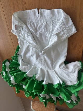 Falda flamenca Bulerias blanca y verde