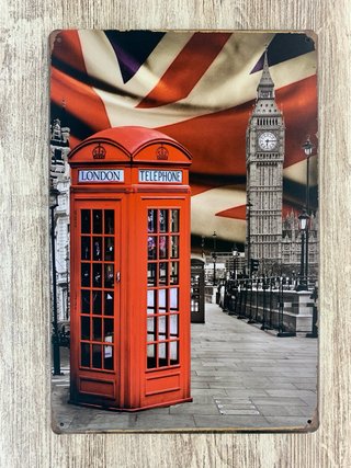 (144)Cartel Decoración Londres Cabina Roja Big Ben