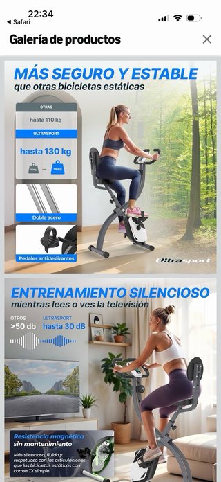 Bicicleta Estática Ultrasport Gris con Respaldo
