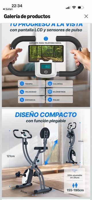 Bicicleta Estática Ultrasport Gris con Respaldo