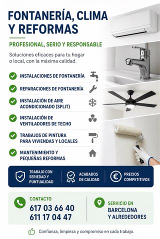 Manitas fontaneria,clima aire ,desatascos,descarg