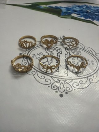 Lote 6 Anillos Dorados Diseños Variados