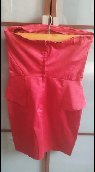 Vestido Mango Rojo Mini Palabra de Honor Talla S