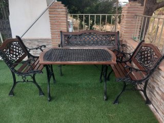 Conjunto Jardín Vintage Mesa y Bancos