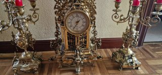 Reloj de mesa y candelabros,antiguo vintage
