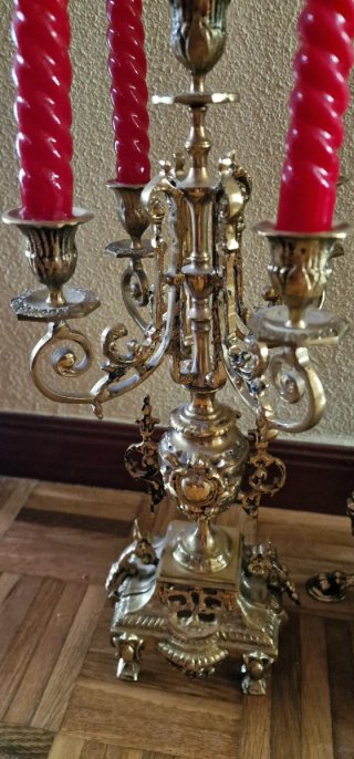 Reloj de mesa y candelabros,antiguo vintage