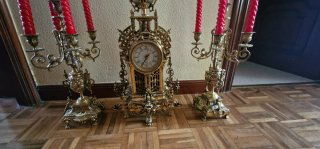 Reloj de mesa y candelabros,antiguo vintage