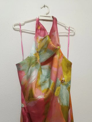 Vestido largo estampado floral zara talla XL