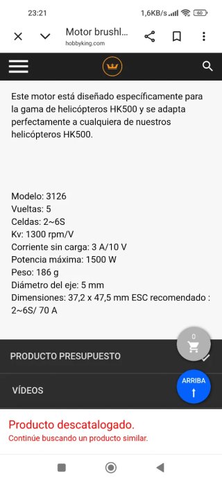Motor de helicóptero RC