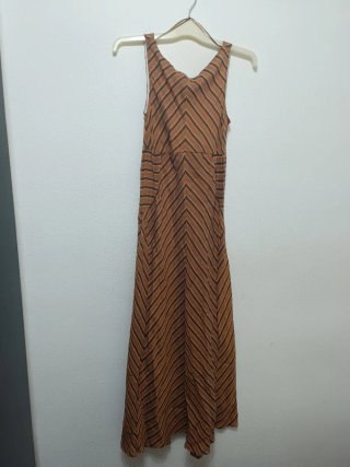Vestido largo Zara rayas marron naranja Talla L