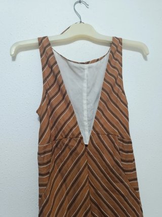Vestido largo Zara rayas marron naranja Talla L
