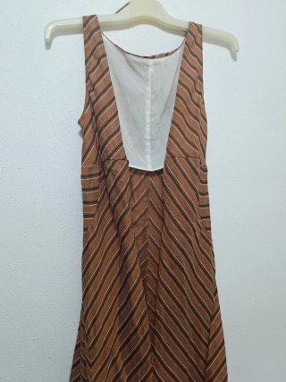 Vestido largo Zara rayas marron naranja Talla L