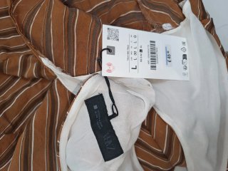 Vestido largo Zara rayas marron naranja Talla L