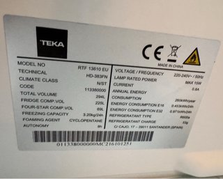 FRIGORÍFICO DOS PUERTAS TEKA EN BLANCO