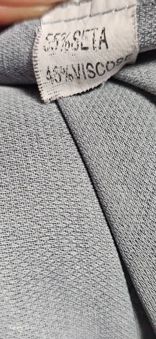 Camicia donna seta blu floreale smanicata XL