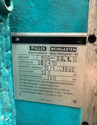 Prensa Hidráulica MÜLLER-WEINGART 500T