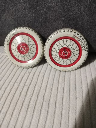2 piezas Rueda  juguete hojalata SFA Paris años 50