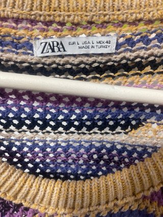 Camiseta sin manga Zara Rayas Morado Talla L