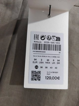 Pantalón Massimo Dutti Lino Mujer Talla XS