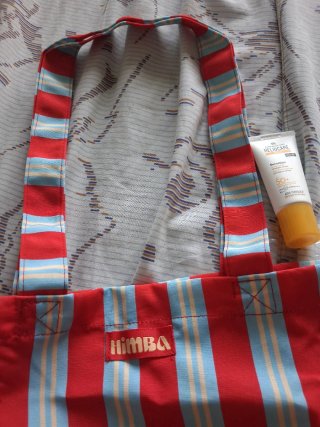 Bolso nuevo Himba rayas rojas y azules