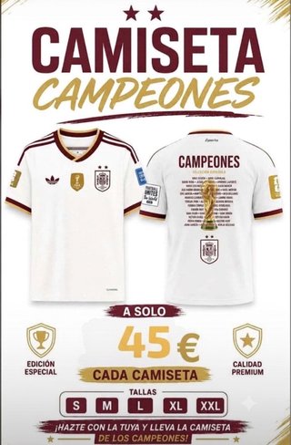 Camiseta Campeones España  Diferentes tallas