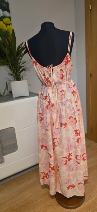 Vestido largo floral de tirantes - MANGO