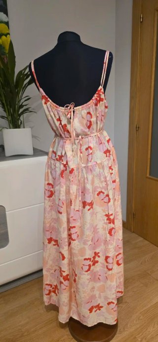Vestido largo floral de tirantes - MANGO