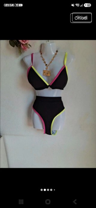 Bikini nero con bordi fluo taglia XL