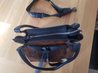 Bolso 100% Piel Vacuno Marrón y Negro