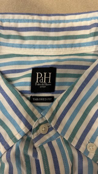 Camisa Pedro del Hierro Rayas verde y azul.